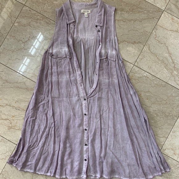 Silence + Noise Button Down Sleeveless Lilac Dress - Picture 1 of 3